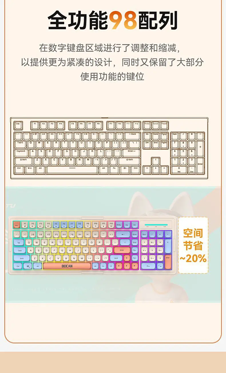 Wired Luminous Keyboard and Mouse Mechanical Feel Gaming E-sports Notebook Desktop Computer Peripherals Film Keyboard and Mouse Cover — feature 3