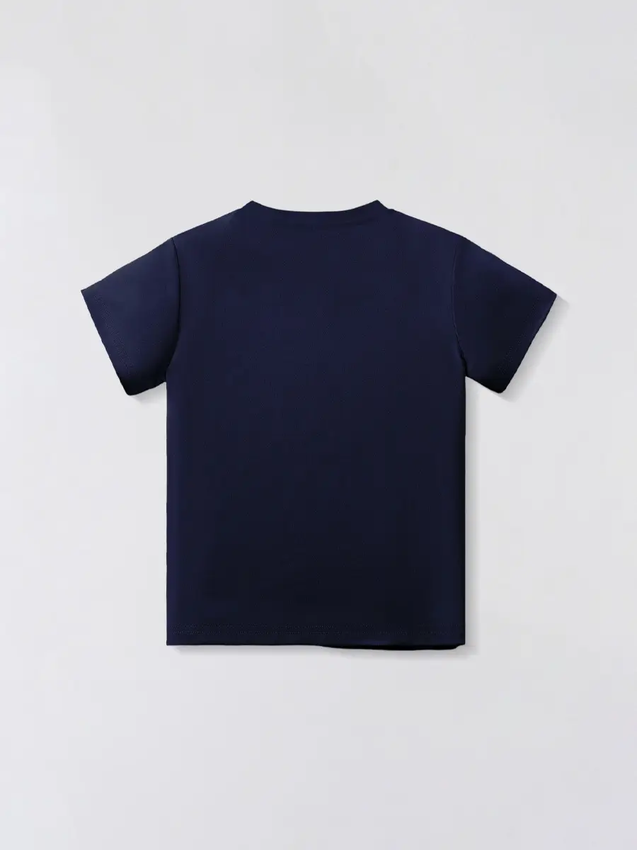 2025 Kids Cartoon Car T-Shirt Navy Cotton Short Sleeve - Image 3