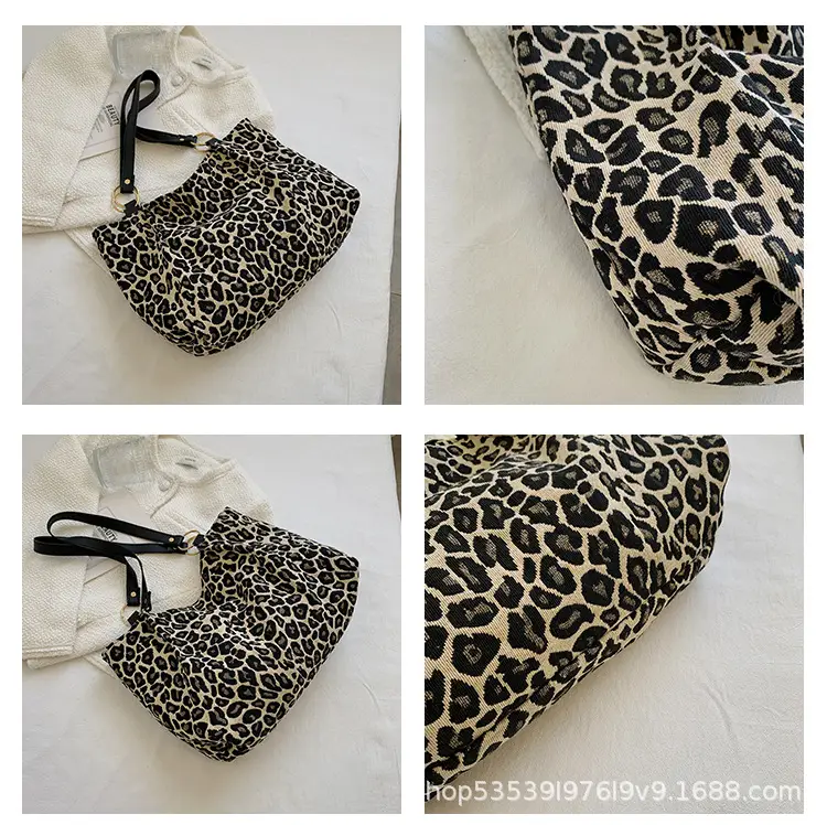 Leopard Canvas Shoulder Bag Large Capacity Women's Tote — feature 10