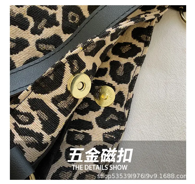 Leopard Canvas Shoulder Bag Large Capacity Women's Tote — feature 6
