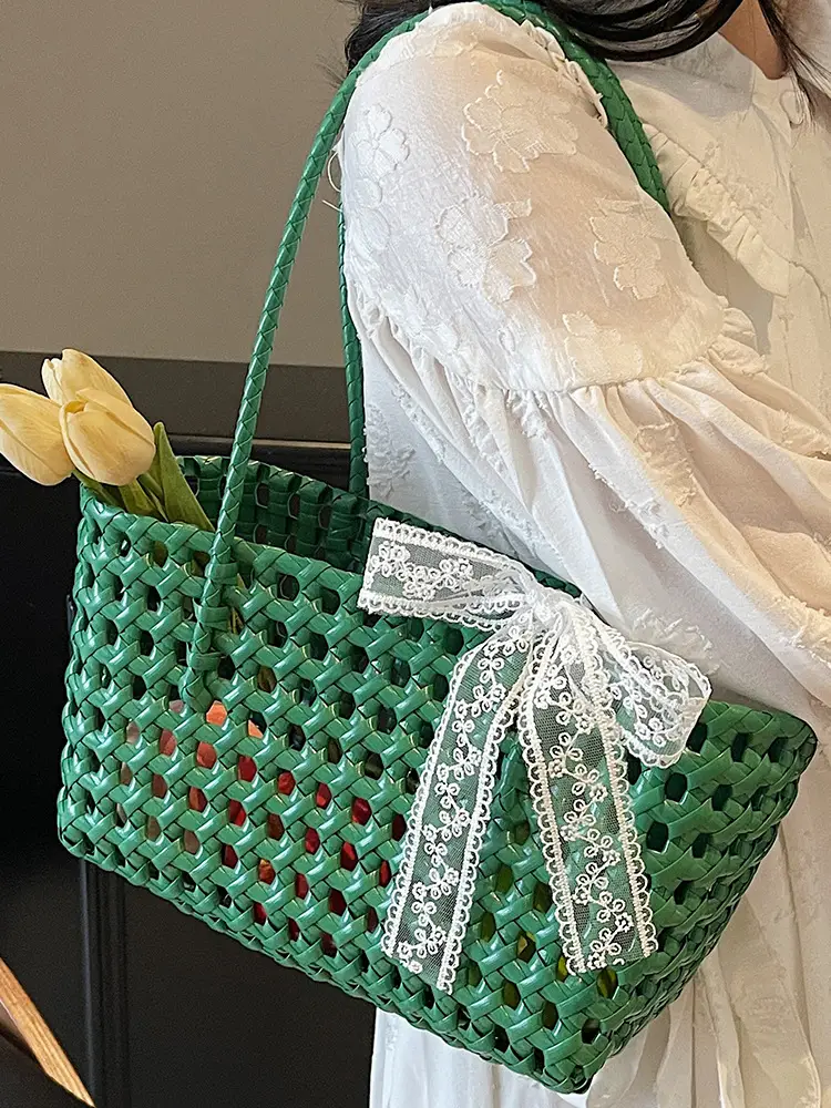 2025 French Woven Basket with Bow for Women