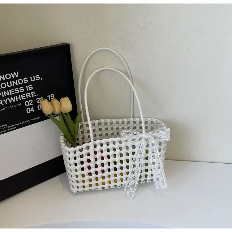 2025 French Woven Basket with Bow for Women