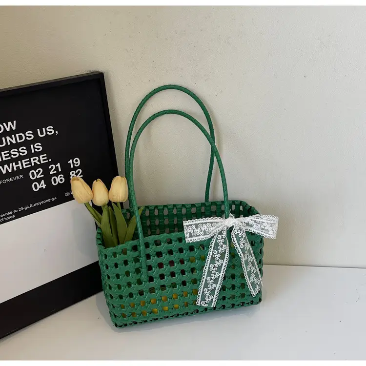 2025 French Woven Basket with Bow for Women