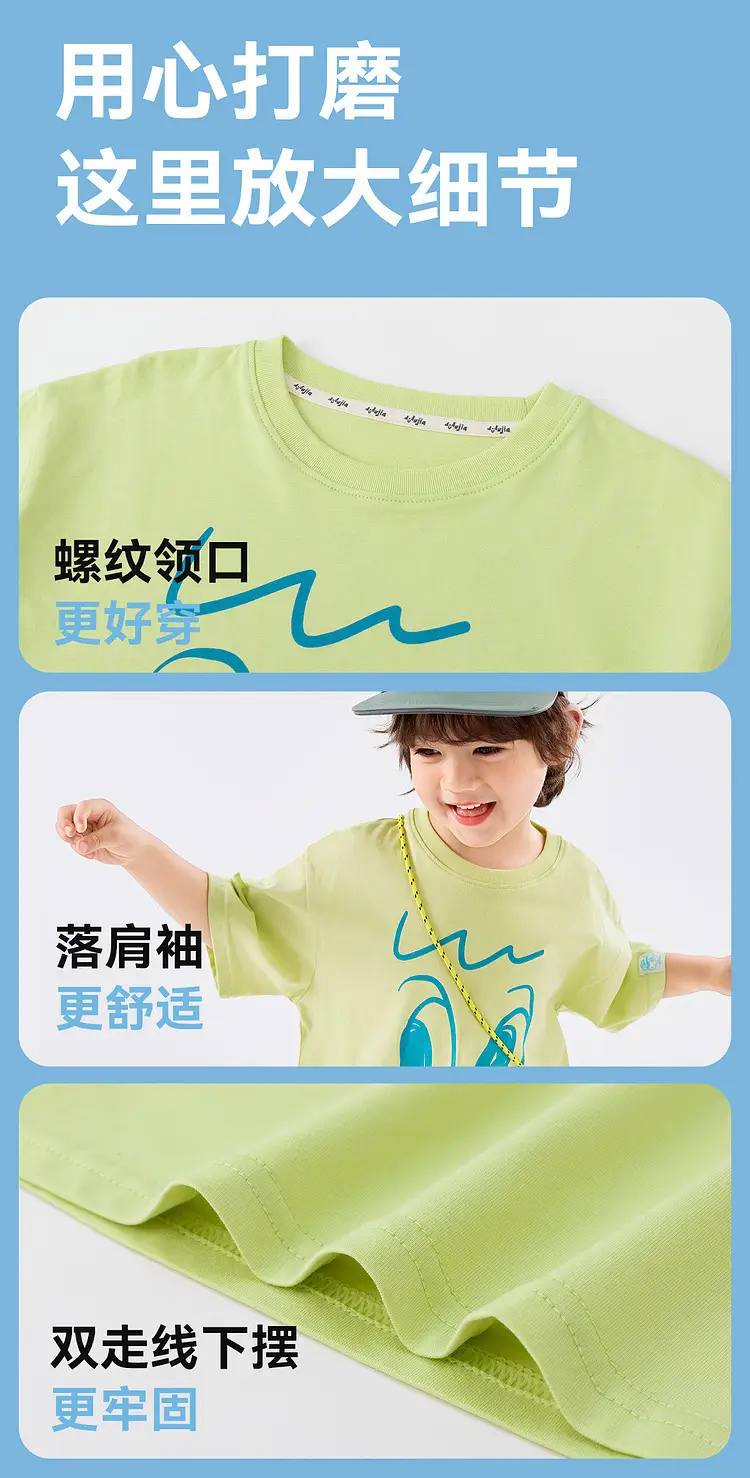 Children's Blue T-Shirt Summer Boys Half Sleeve — feature 7