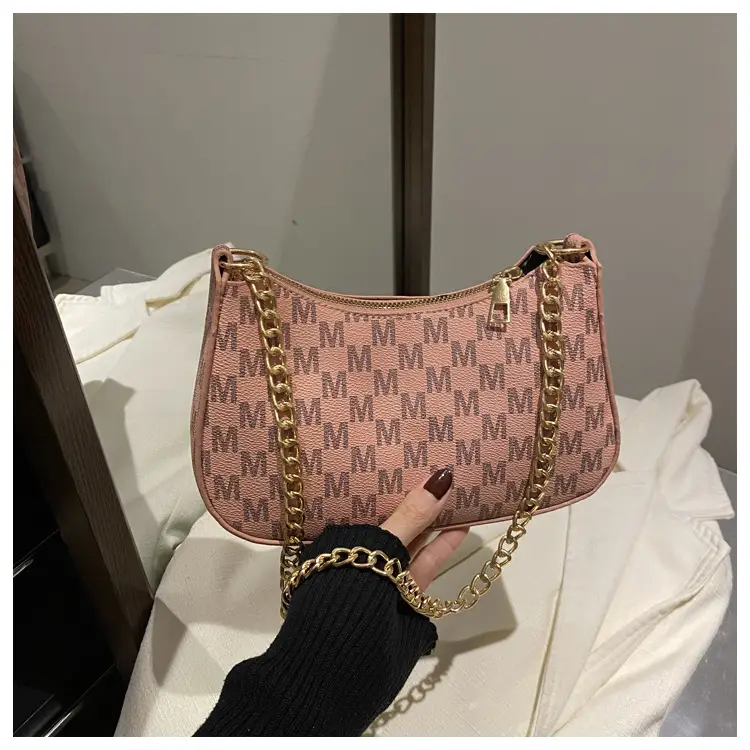 Pink Vintage Checkered Crossbody Bag for Women — feature 28