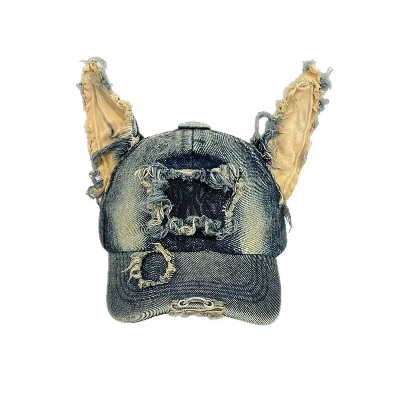 Wasteland Doberman Ear Cap for Women Men Distressed Denim