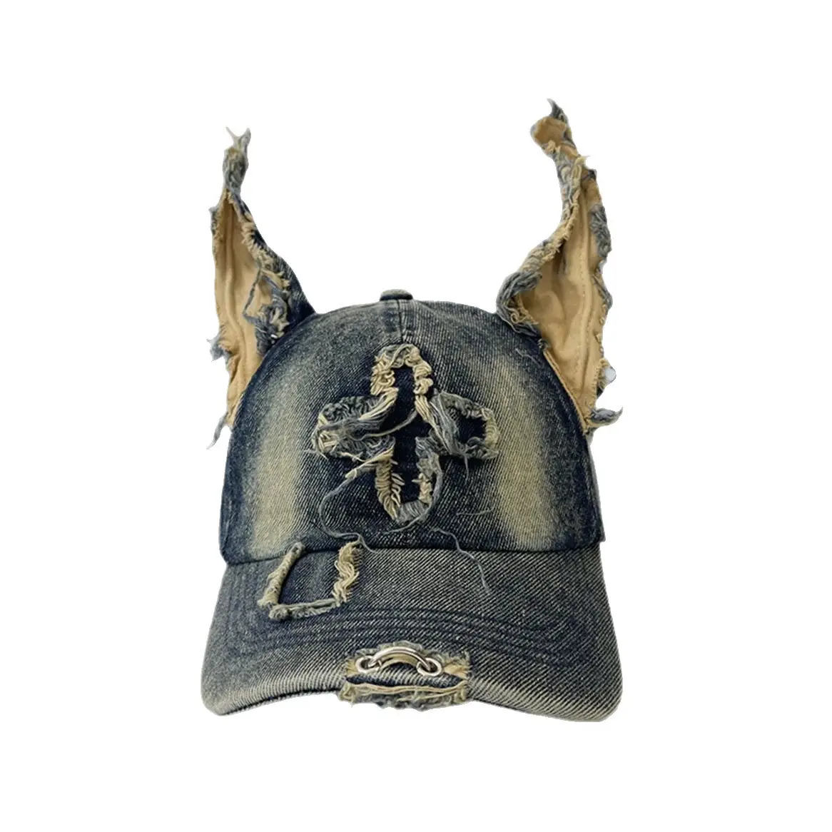 Wasteland Doberman Ear Cap for Women Men Distressed Denim