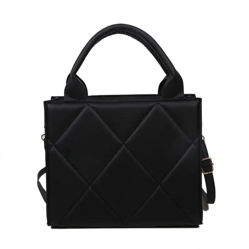 Black Quilted Shoulder Crossbody Bag XL Oversized - Image 3