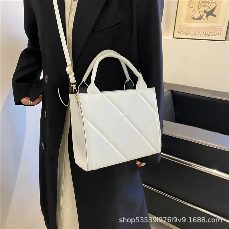 Black Quilted Shoulder Crossbody Bag XL Oversized - Image 6