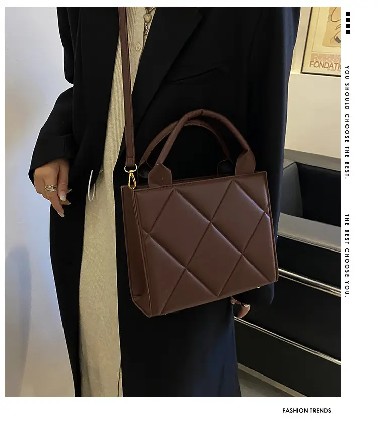 Black Quilted Shoulder Crossbody Bag XL Oversized — feature 1