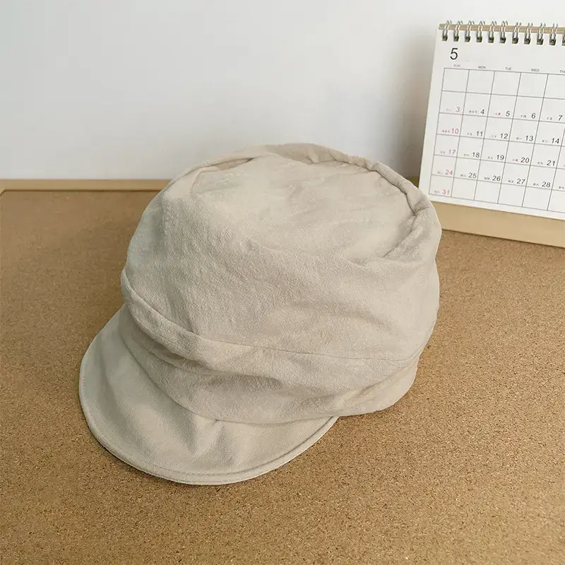 Japanese Style Thin Beret Hat for Women Sun Protection Beige