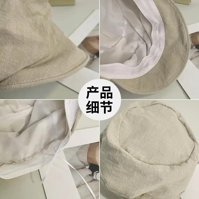 Japanese Style Thin Beret Hat for Women Sun Protection Beige