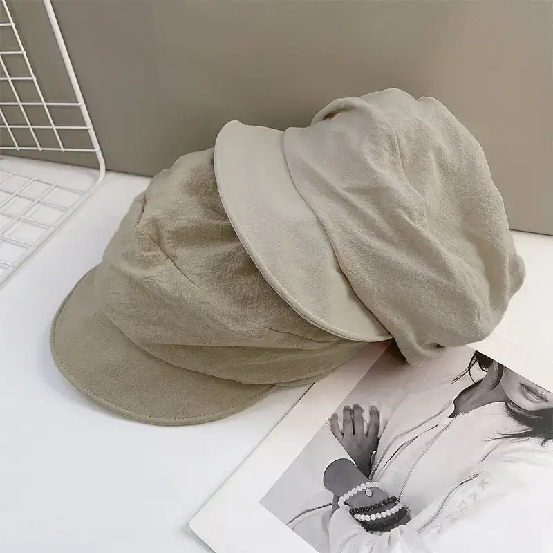 Japanese Style Thin Beret Hat for Women Sun Protection Beige — feature 17