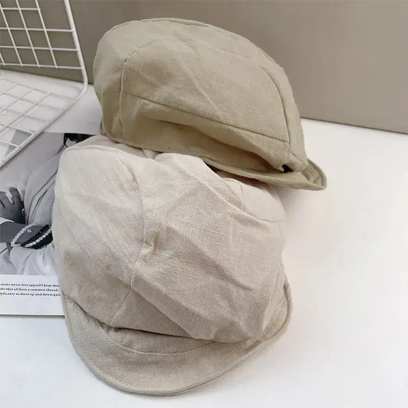 Japanese Style Thin Beret Hat for Women Sun Protection Beige — feature 18