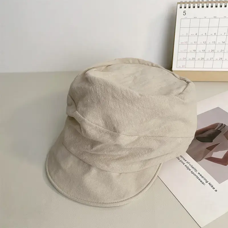 Japanese Style Thin Beret Hat for Women Sun Protection Beige — feature 24