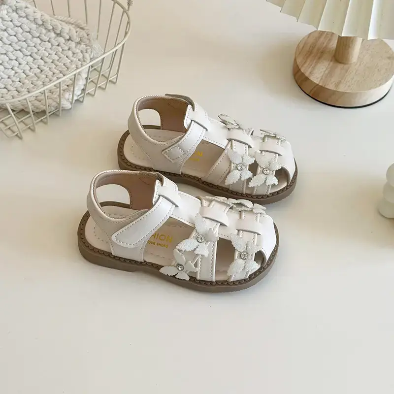 Girls' White Crystal Sandals Summer