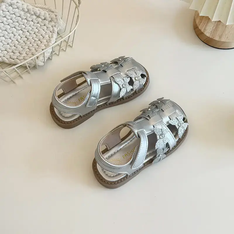 Girls' White Crystal Sandals Summer