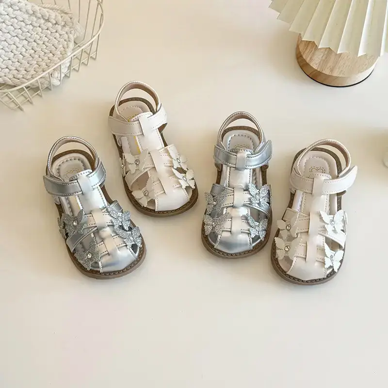 Girls' White Crystal Sandals Summer