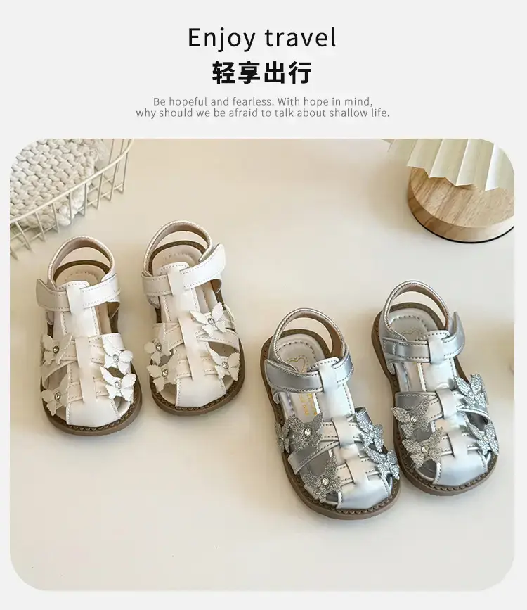 Girls' White Crystal Sandals Summer — feature 1