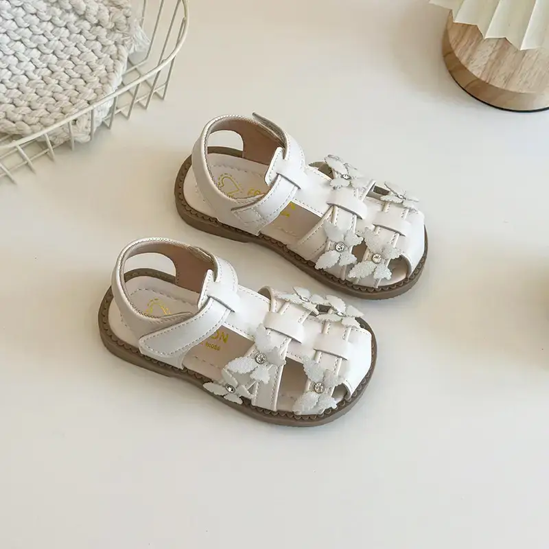 Girls' White Crystal Sandals Summer