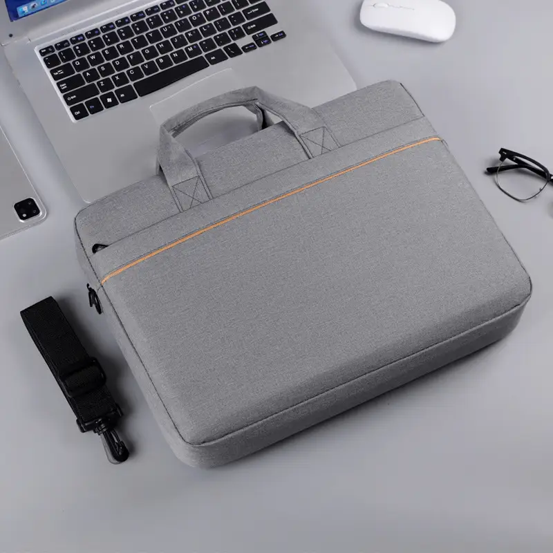 Gray Business Laptop Crossbody Bag with Handle