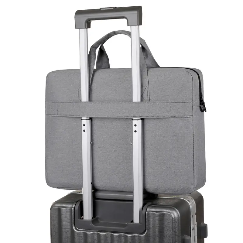 Gray Business Laptop Crossbody Bag with Handle