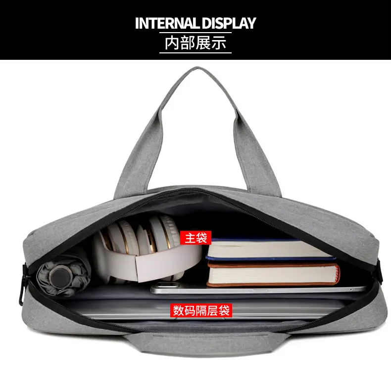 Gray Business Laptop Crossbody Bag with Handle — feature 36