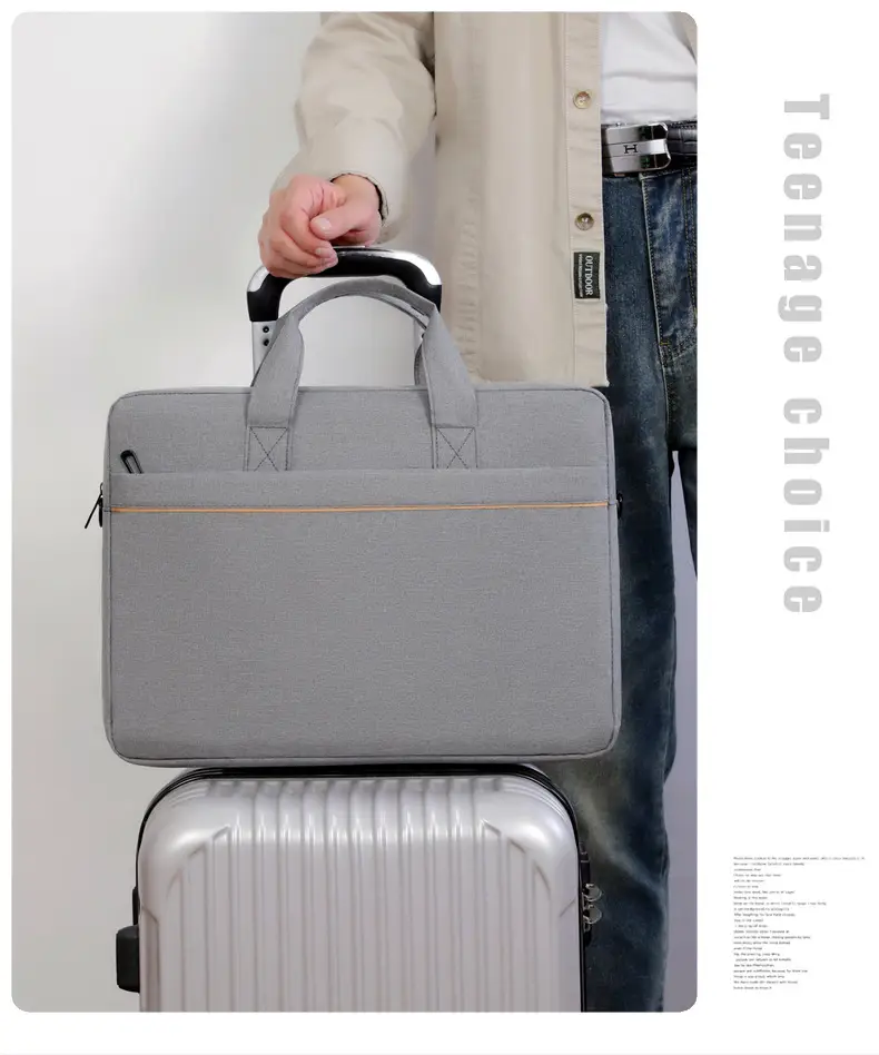 Gray Business Laptop Crossbody Bag with Handle — feature 4