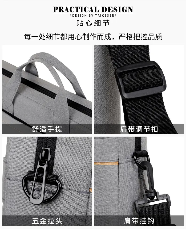 Gray Business Laptop Crossbody Bag with Handle — feature 8