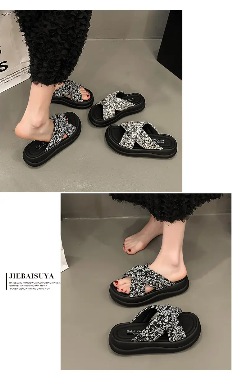 New Chinese Style Women Sandals Platform Thick Bottom Beach Slippers — feature 10