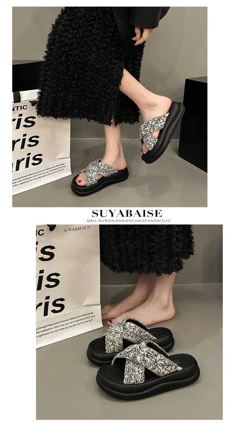 New Chinese Style Women Sandals Platform Thick Bottom Beach Slippers — feature 8