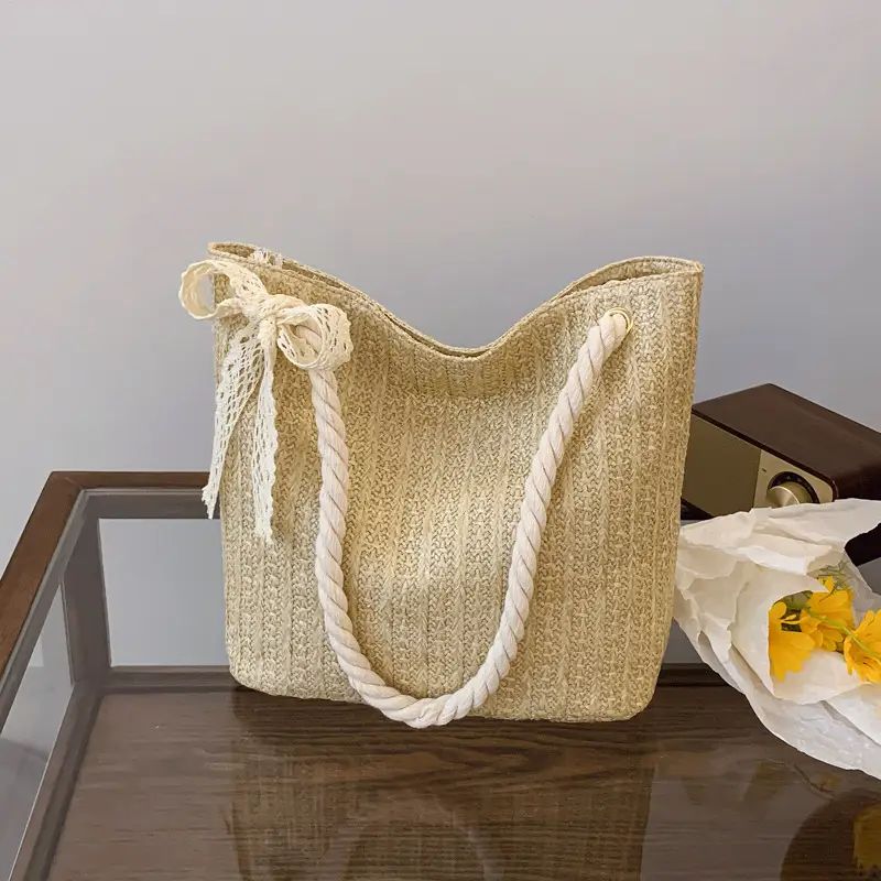 Straw Woven Shoulder Tote Bag Large Capacity Women - Image 3