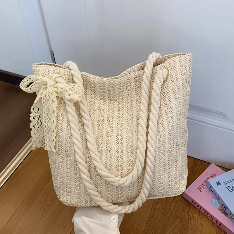 Straw Woven Shoulder Tote Bag Large Capacity Women - Image 5