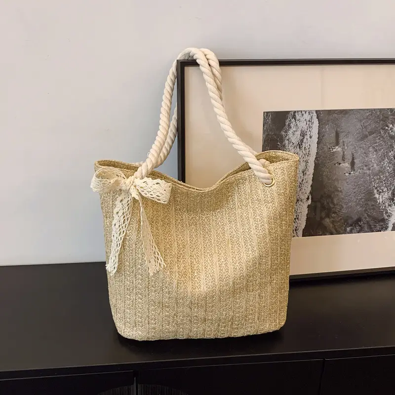 Straw Woven Shoulder Tote Bag Large Capacity Women - Image 6