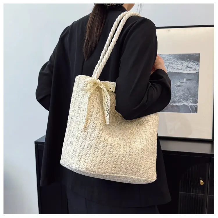 Straw Woven Shoulder Tote Bag Large Capacity Women — feature 16