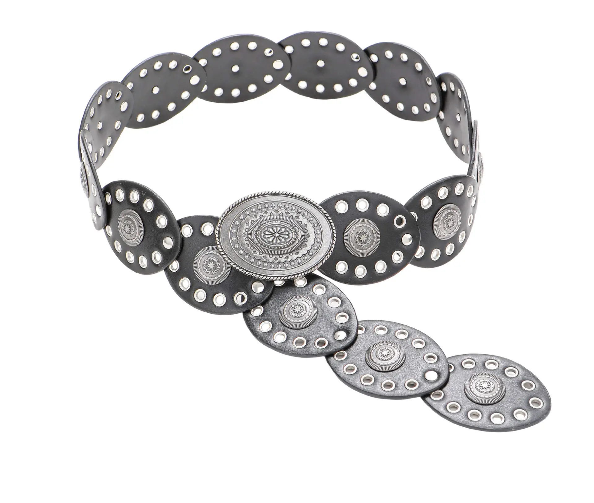 Cross-Border Women's Belt Decorative Belt European American Bohemian Oval Girdle — feature 6