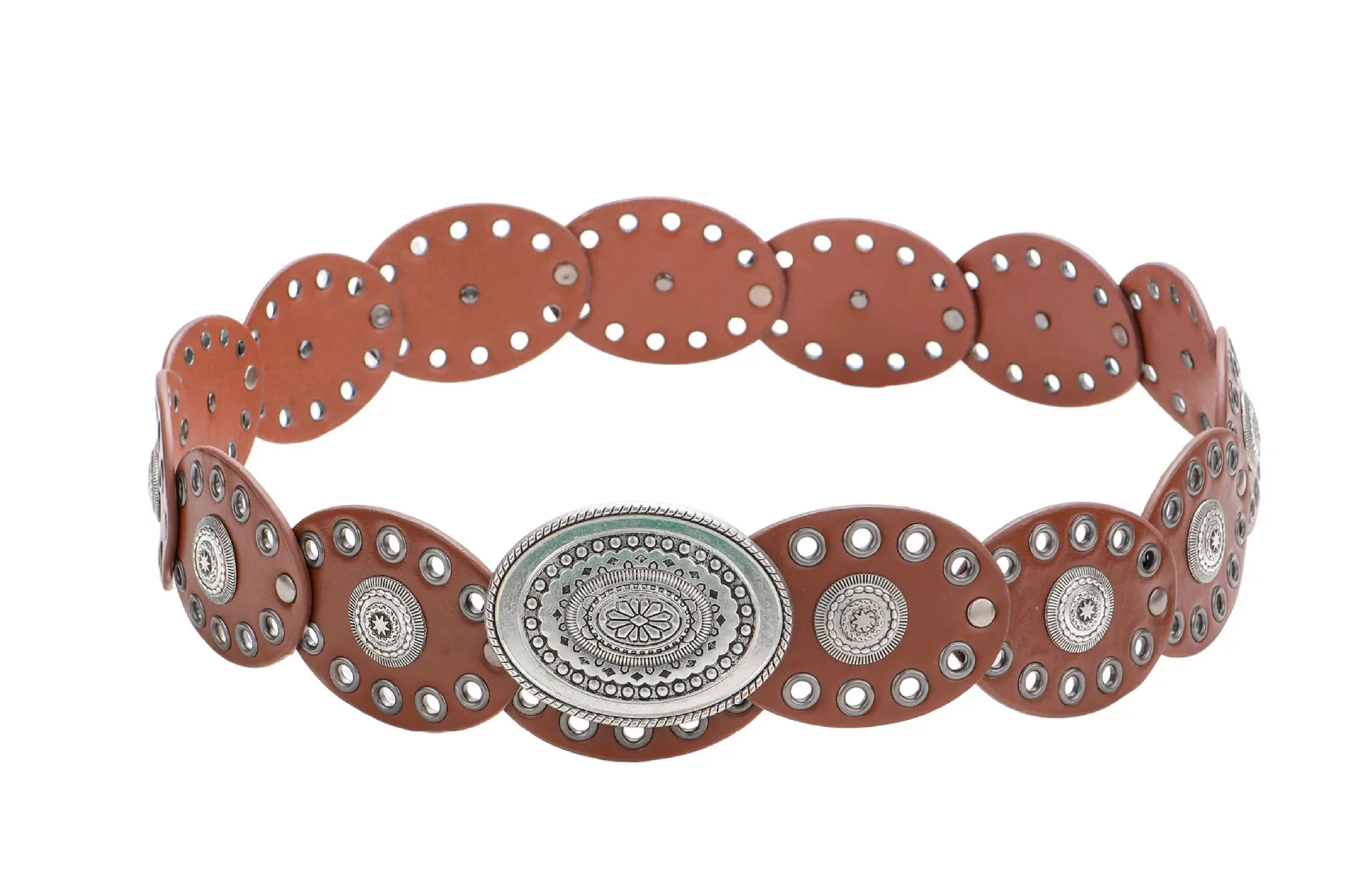 Cross-Border Women's Belt Decorative Belt European American Bohemian Oval Girdle — feature 8