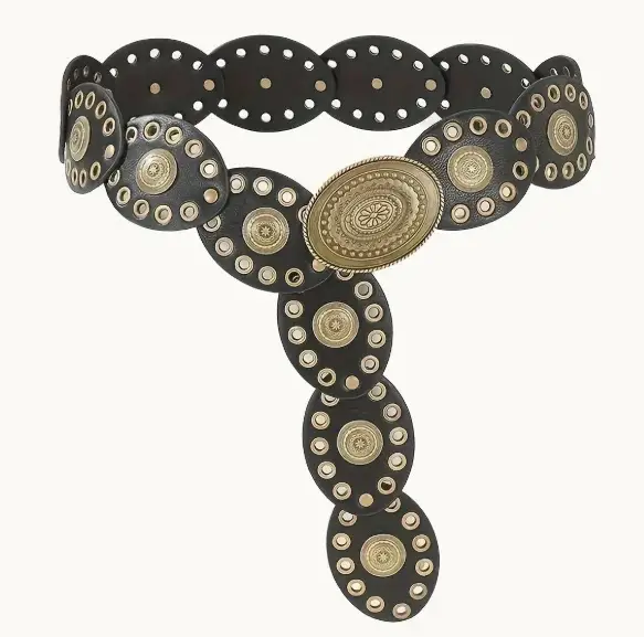 Cross-Border Women's Belt Decorative Belt European American Bohemian Oval Girdle