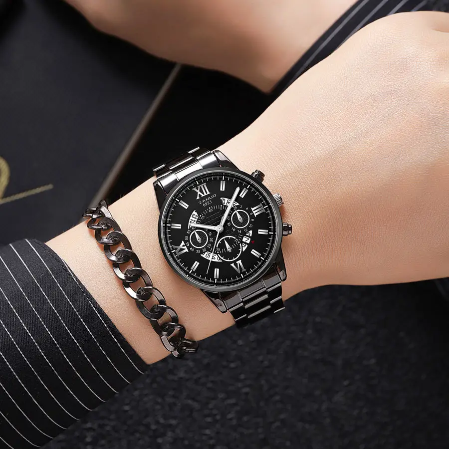Men's Rose Gold Chronograph Watch with Black Dial — feature 10