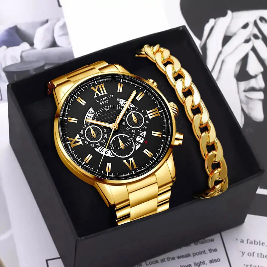 Men's Rose Gold Chronograph Watch with Black Dial — feature 14