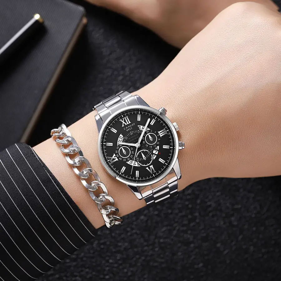 Men's Rose Gold Chronograph Watch with Black Dial — feature 20
