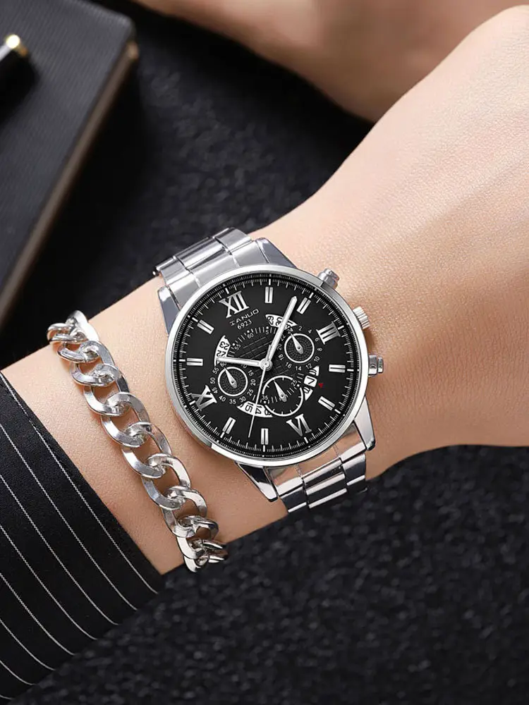 Men's Rose Gold Chronograph Watch with Black Dial — feature 21