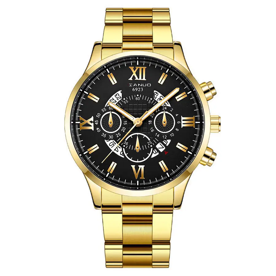 Men's Rose Gold Chronograph Watch with Black Dial — feature 25