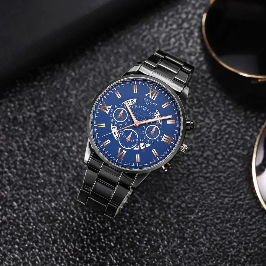 Men's Rose Gold Chronograph Watch with Black Dial — feature 5
