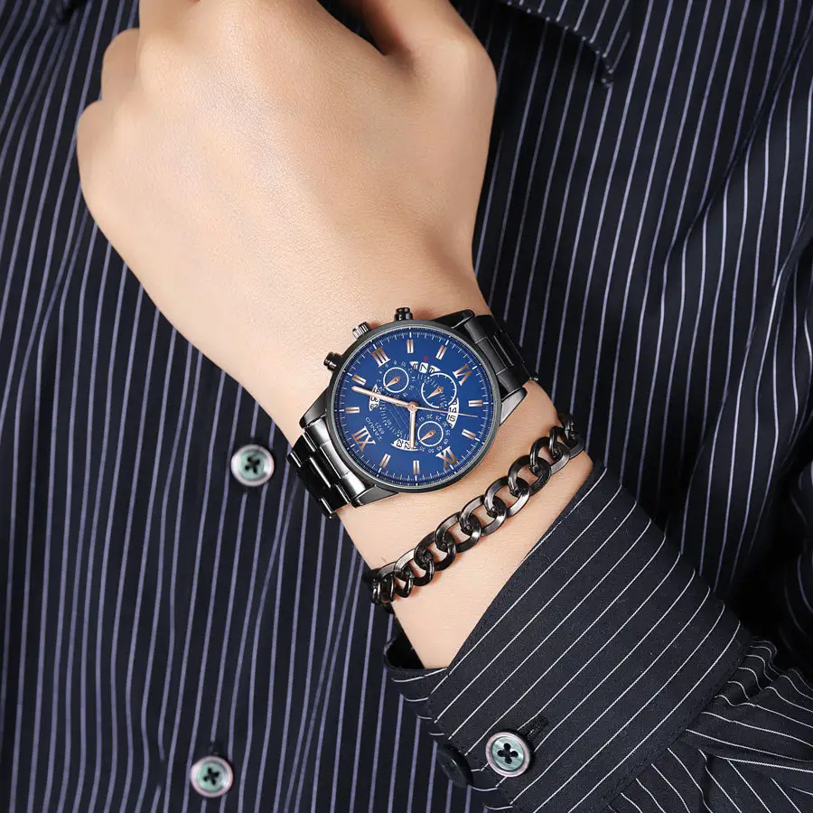 Men's Rose Gold Chronograph Watch with Black Dial — feature 6