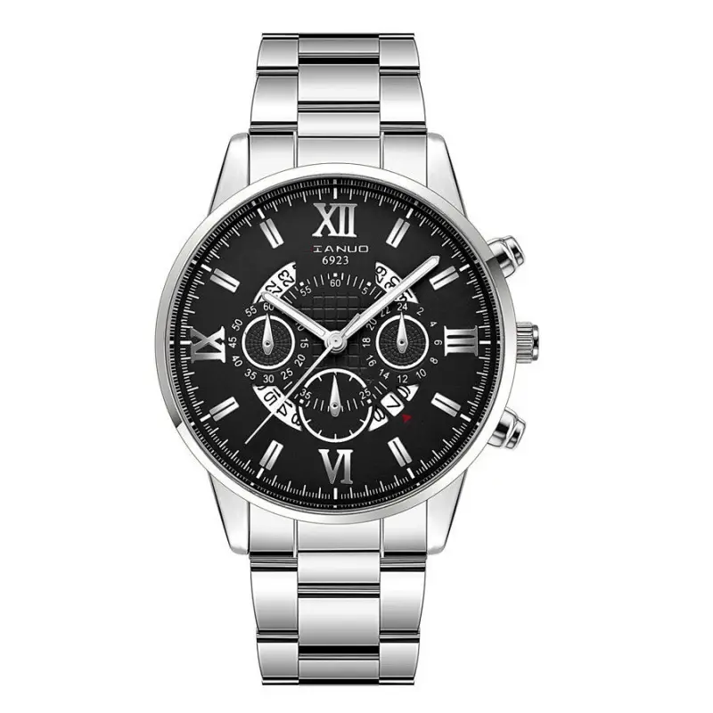 Men's Rose Gold Chronograph Watch with Black Dial - Image 2