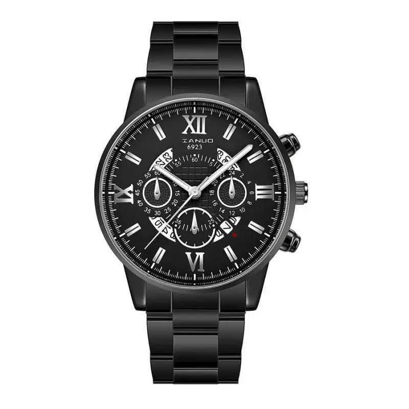 Men's Rose Gold Chronograph Watch with Black Dial - Image 4