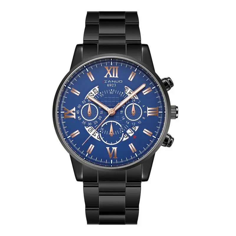 Men's Rose Gold Chronograph Watch with Black Dial - Image 6