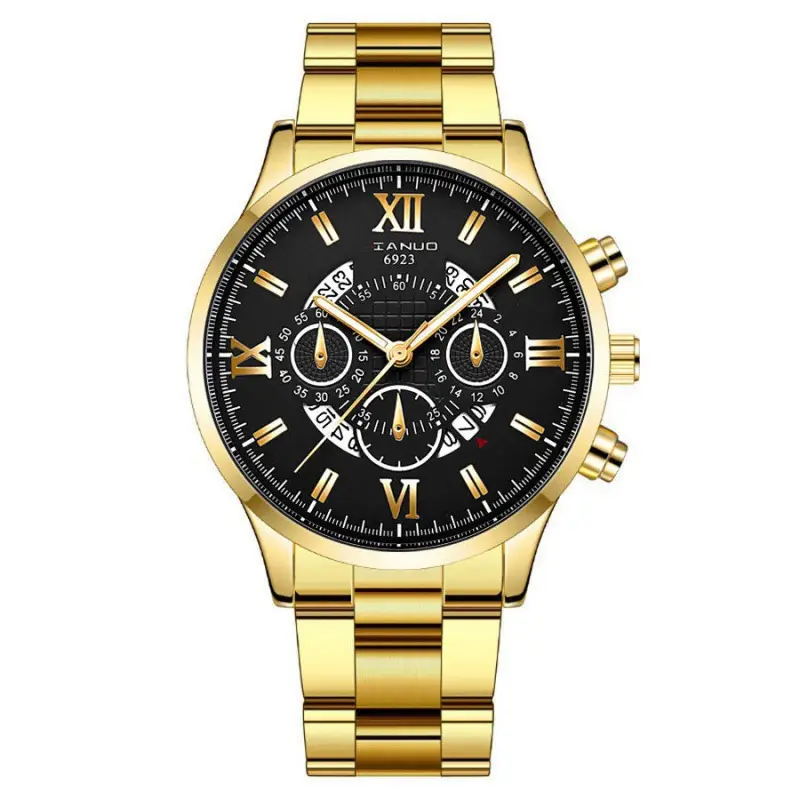 Men's Rose Gold Chronograph Watch with Black Dial - Image 8