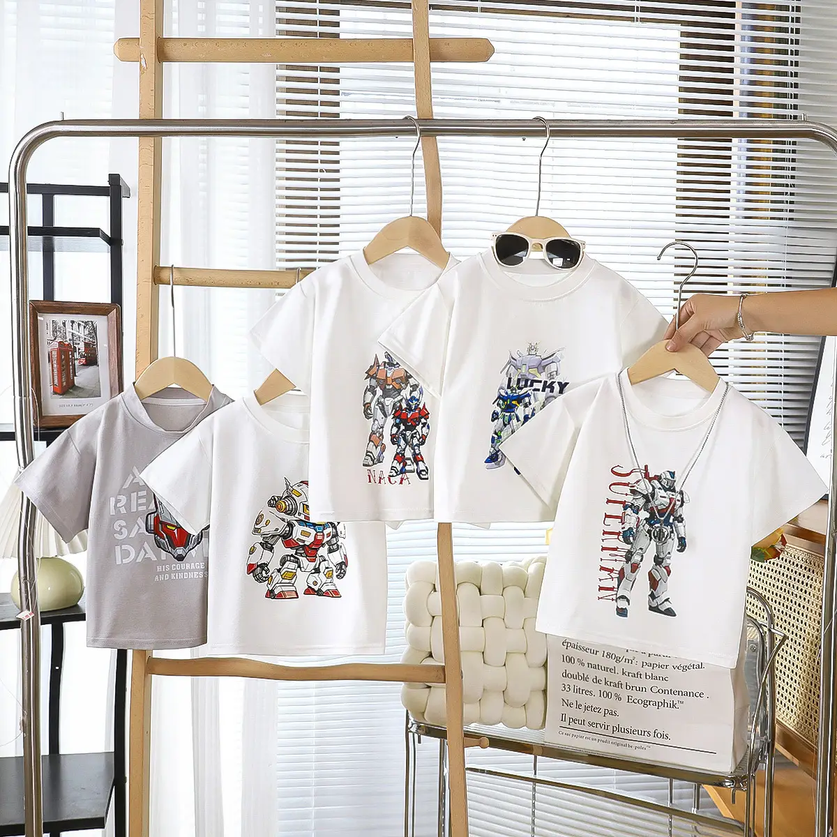 Boy's Graphic T-Shirt Grey Summer Loose Fit - Image 6